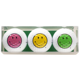 Pack de tres bolas de golf - motivo Smiley